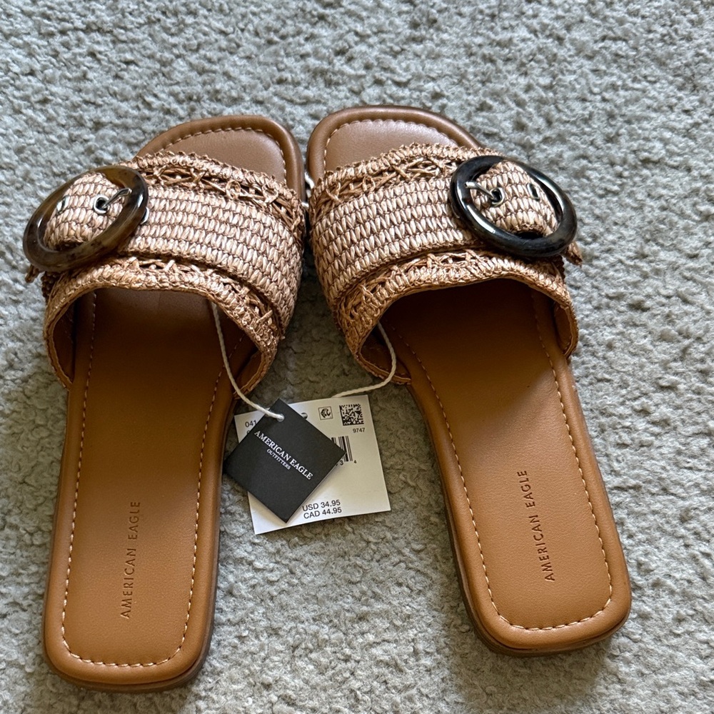 American Eagle Outfitters Women's Brown Slide Sandals